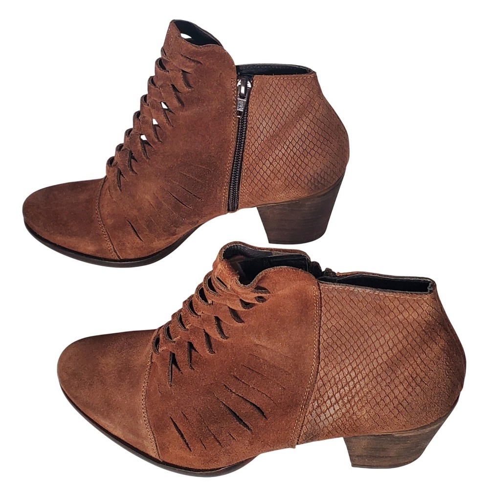 Free People Suede Loveland Ankle Boots Brown Reptile Embossed Size 41 Spain